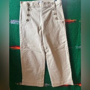 LOFT sailor wide-leg crop pants in a  cream color with button details.SZ 4/27
